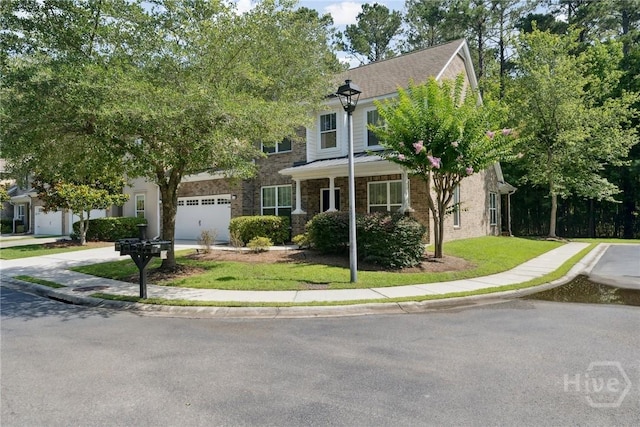 146 Royal Ln, Pooler, GA 31322 - obstructed view of property with driveway, brick siding, a front lawn, and a garage