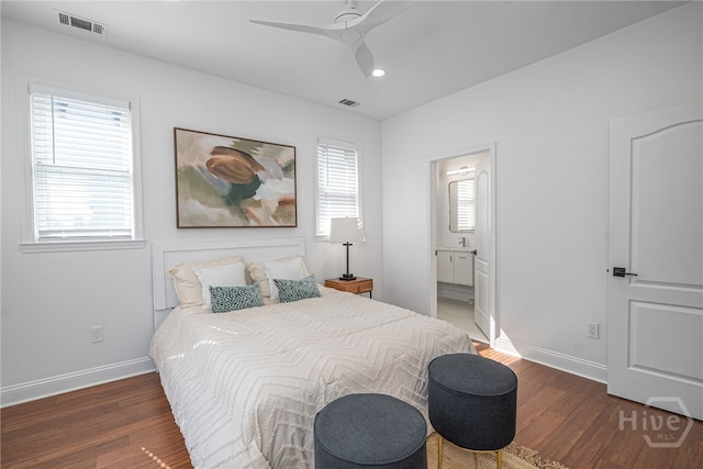 316 E 31st St, Savannah, GA 31401 - bedroom with wood finished floors, connected bathroom, and a ceiling fan
