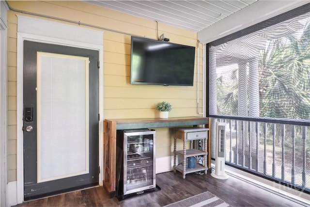 1212 Whitemarsh Way, Savannah, GA 31410 - bar area featuring wine cooler, wood finished floors, and wood walls