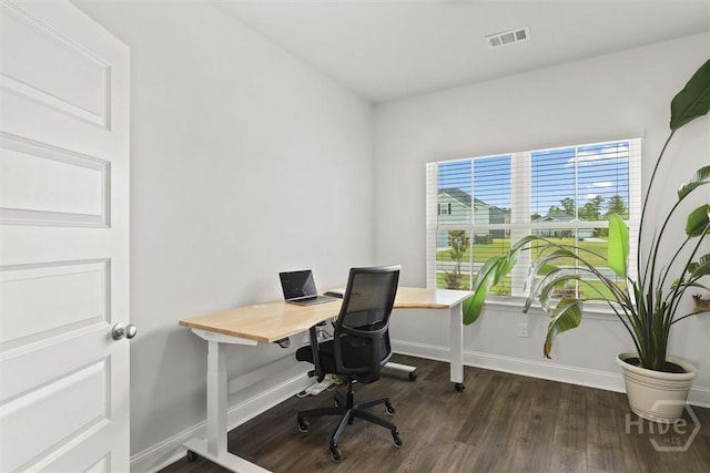 104 Finch Ln, Guyton, GA 31312 - home office featuring dark wood-style floors and baseboards