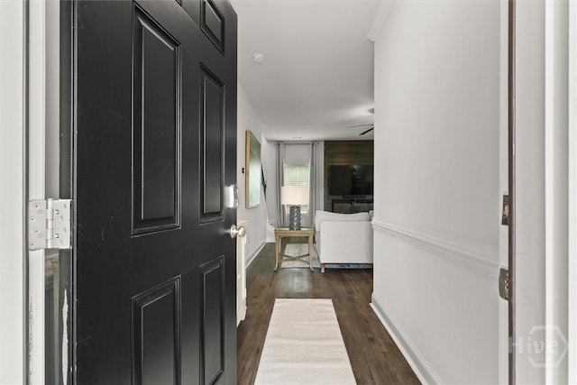 104 Finch Ln, Guyton, GA 31312 - entryway with dark wood finished floors and ceiling fan