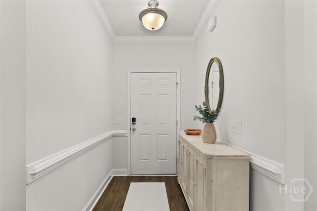 104 Finch Ln, Guyton, GA 31312 - doorway with ornamental molding and dark wood-type flooring