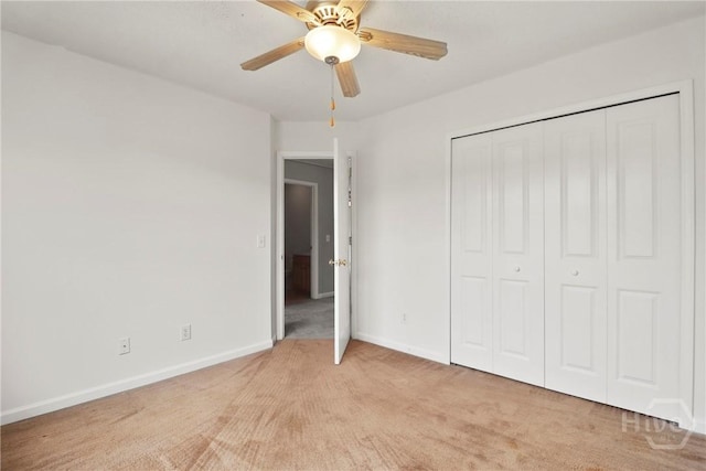 15 Springwater Dr, Port Wentworth, GA 31407 - unfurnished bedroom with light colored carpet, a closet, and a ceiling fan