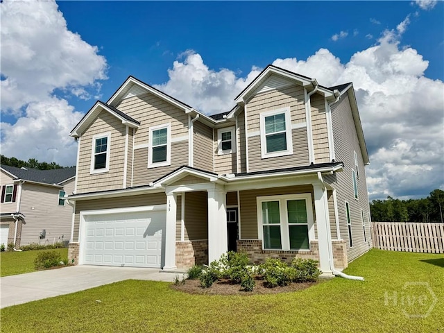 135 Melody Dr, Pooler, GA 31322 - view of front of house featuring concrete driveway, a garage, a porch, and brick siding