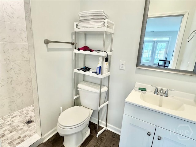135 Melody Dr, Pooler, GA 31322 - bathroom featuring vanity, a shower stall, and wood finished floors