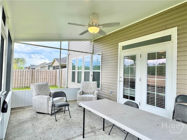 135 Melody Dr, Pooler, GA 31322 - sunroom / solarium featuring a ceiling fan and french doors
