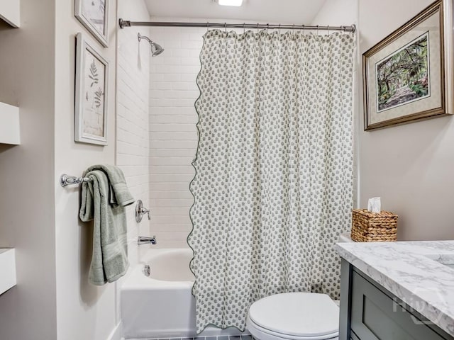 2409 E 37th St, Savannah, GA 31404 - full bathroom with vanity and shower / bathtub combination with curtain