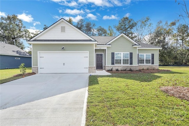 102 Simon Cir, Guyton, GA 31312 - ranch-style home featuring brick siding, driveway, an attached garage, and a front lawn