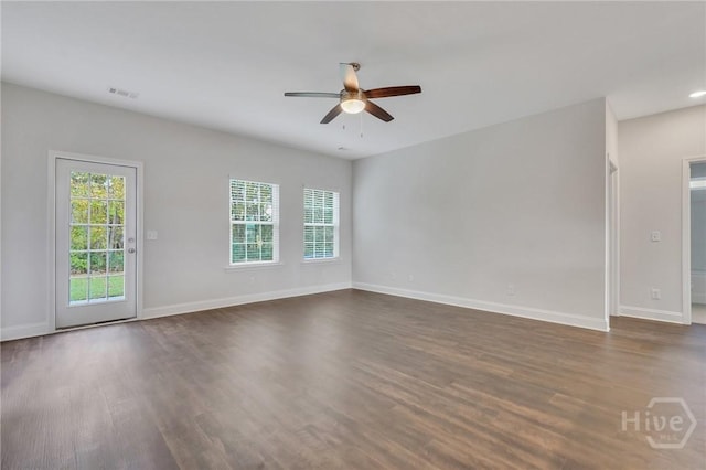 102 Simon Cir, Guyton, GA 31312 - empty room featuring ceiling fan and dark wood-type flooring