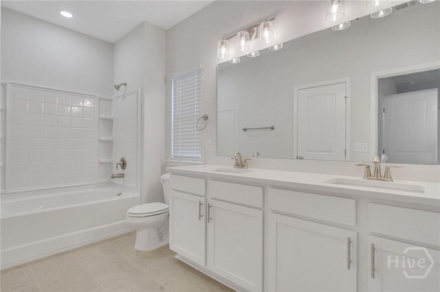 102 Simon Cir, Guyton, GA 31312 - bathroom featuring double vanity, tub / shower combination, and tile patterned floors