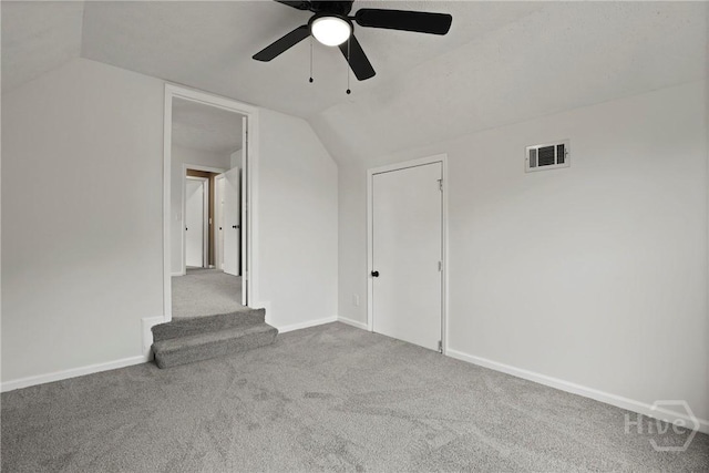 217 Bordeaux Ln, Savannah, GA 31419 - additional living space with carpet flooring, lofted ceiling, and a ceiling fan