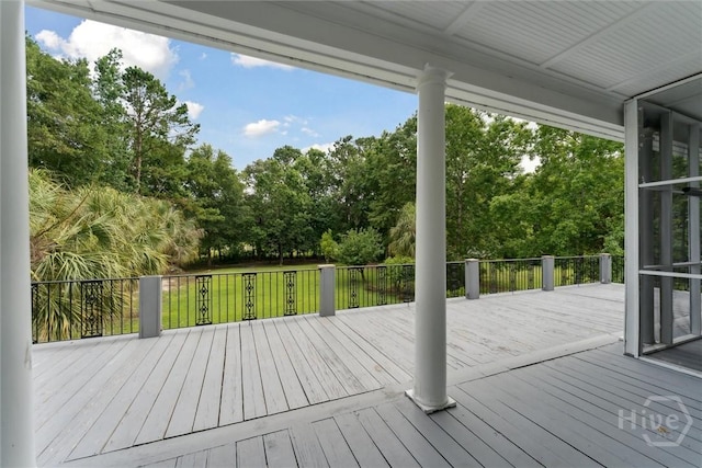 45 Shore Rd, Savannah, GA 31419 - wooden deck with view of wooded area