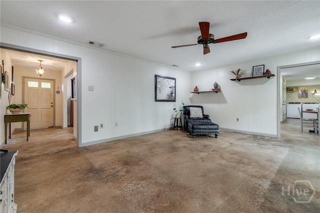 7012 Sandnettles Dr, Savannah, GA 31410 - unfurnished room with ceiling fan, concrete floors, ornamental molding, and recessed lighting