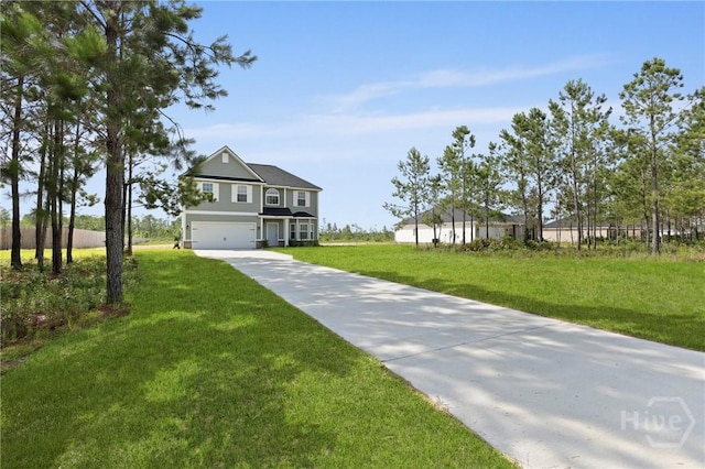 1447 Arnold Dr SE, Allenhurst, GA 31301 - view of front of home with an attached garage, a front yard, and concrete driveway