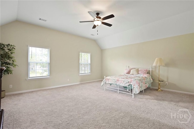 1447 Arnold Dr SE, Allenhurst, GA 31301 - bedroom featuring vaulted ceiling, carpet flooring, and ceiling fan