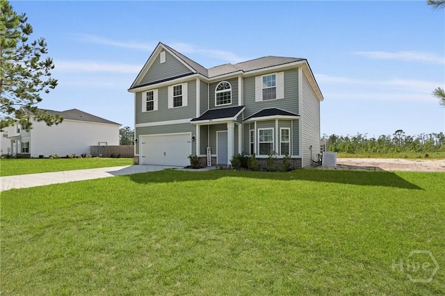 1447 Arnold Dr SE, Allenhurst, GA 31301 - view of front facade with an attached garage, concrete driveway, and a front yard