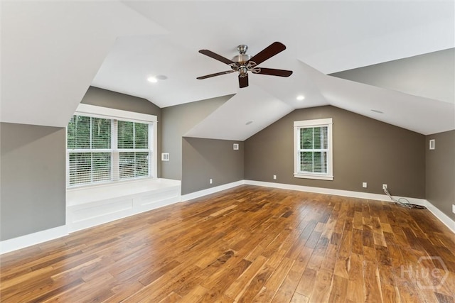 15 Sabal Dr, Richmond Hill, GA 31324 - bonus room with wood finished floors, vaulted ceiling, a ceiling fan, healthy amount of natural light, and recessed lighting
