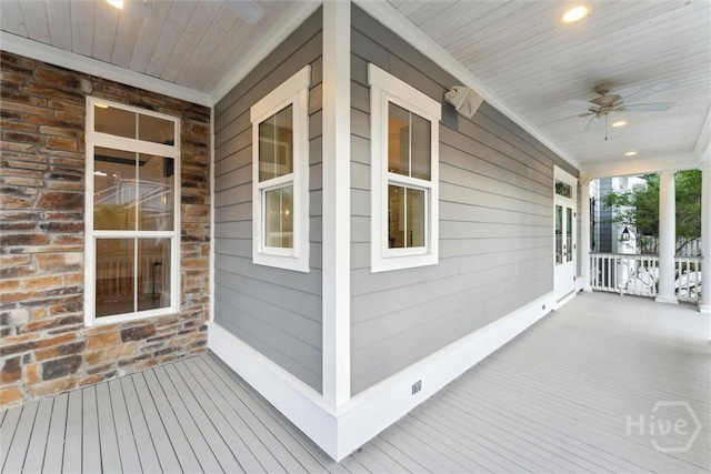 15 Sabal Dr, Richmond Hill, GA 31324 - wooden porch with ceiling fan