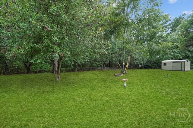 75 Brown Thrasher Ct, Richmond Hill, GA 31324 - view of green lawn with a storage unit