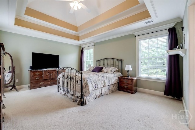 144 Sweetwater Cir, Rincon, GA 31326 - bedroom featuring multiple windows, carpet, ornamental molding, and a ceiling fan