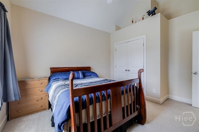 144 Sweetwater Cir, Rincon, GA 31326 - carpeted bedroom with vaulted ceiling and a closet