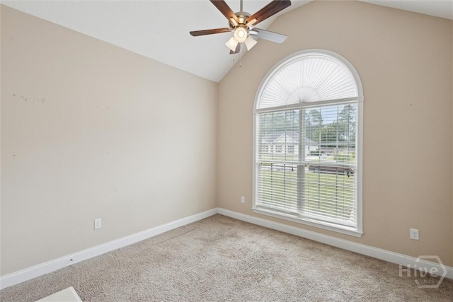 112 Kingsley Dr N, Guyton, GA 31312 - empty room with vaulted ceiling, a ceiling fan, and carpet