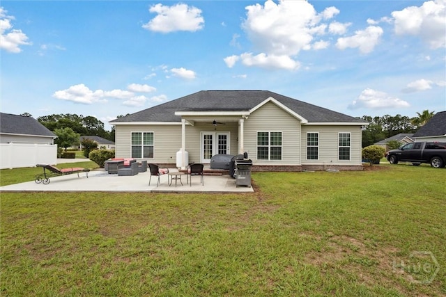 112 Kingsley Dr N, Guyton, GA 31312 - rear view of property with a patio area, a ceiling fan, and an outdoor living space