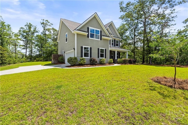 136 Ramsey Way, Rincon, GA 31326 - craftsman house with an attached garage, driveway, and a front lawn