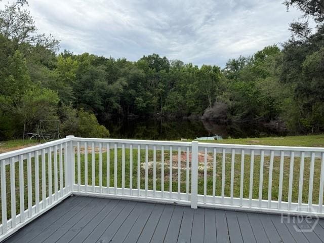 12 Jaguar Ln, Savannah, GA 31419 - deck with a lawn and a wooded view
