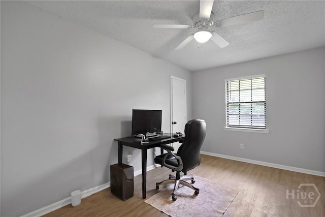 807 Hidden Hollow Cir, Hinesville, GA 31313 - office space featuring a textured ceiling, wood finished floors, and ceiling fan