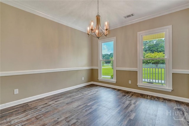 600 Old Louisville Rd, Guyton, GA 31312 - spare room with a chandelier, hardwood / wood-style floors, plenty of natural light, and ornamental molding