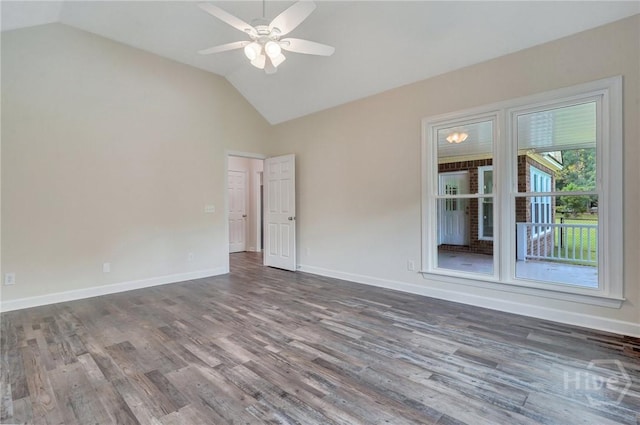 600 Old Louisville Rd, Guyton, GA 31312 - spare room featuring vaulted ceiling, wood finished floors, and a ceiling fan