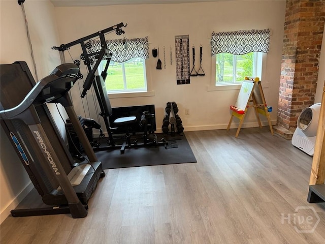 3052 Effingham Hwy, Sylvania, GA 30467 - exercise area featuring wood finished floors and baseboards