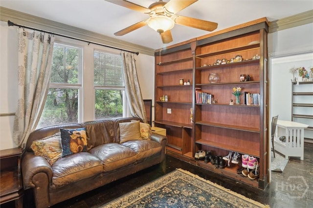 1025 W 40th St, Savannah, GA 31415 - sitting room with a ceiling fan and crown molding