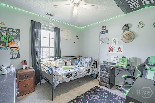 203 Deer Rd, Springfield, GA 31329 - carpeted bedroom featuring ceiling fan and a textured ceiling