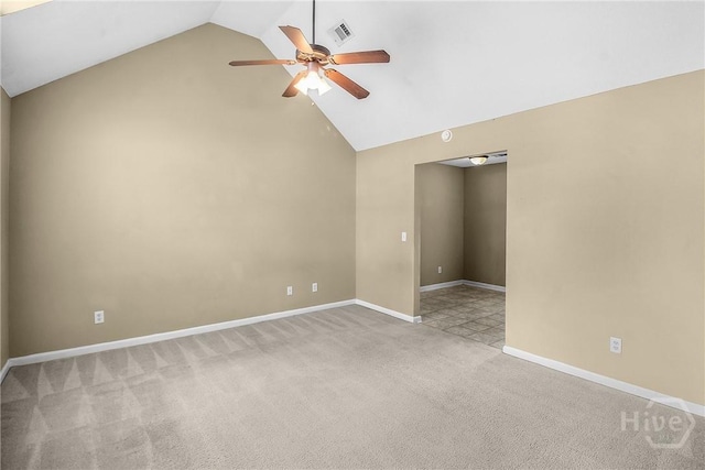 99 Dailey Dr, Guyton, GA 31312 - unfurnished room featuring a ceiling fan, lofted ceiling, and carpet flooring