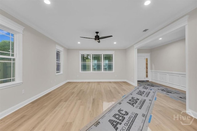163 Sea Island Rd, Midway, GA 31320 - unfurnished room featuring ceiling fan, wood finished floors, and recessed lighting