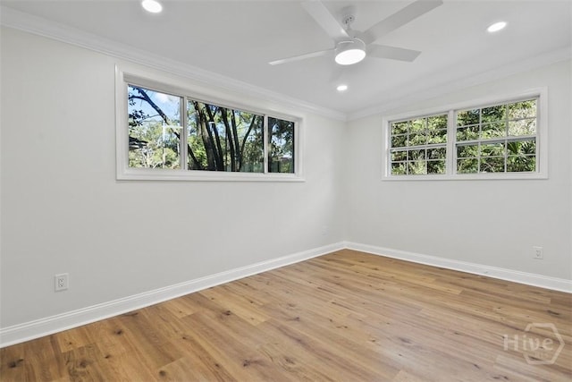 4630 Herty Dr, Savannah, GA 31405 - unfurnished room featuring crown molding, recessed lighting, wood finished floors, and a ceiling fan