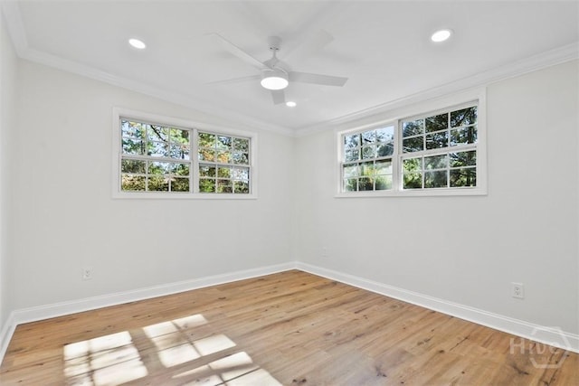 4630 Herty Dr, Savannah, GA 31405 - unfurnished room with plenty of natural light, ceiling fan, ornamental molding, light wood-style flooring, and recessed lighting