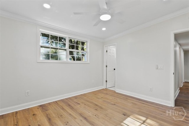 4630 Herty Dr, Savannah, GA 31405 - spare room featuring crown molding, recessed lighting, wood finished floors, and ceiling fan