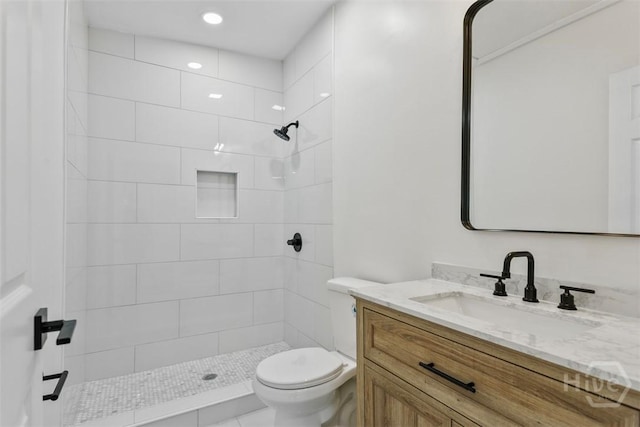 4630 Herty Dr, Savannah, GA 31405 - bathroom with vanity, a stall shower, and recessed lighting
