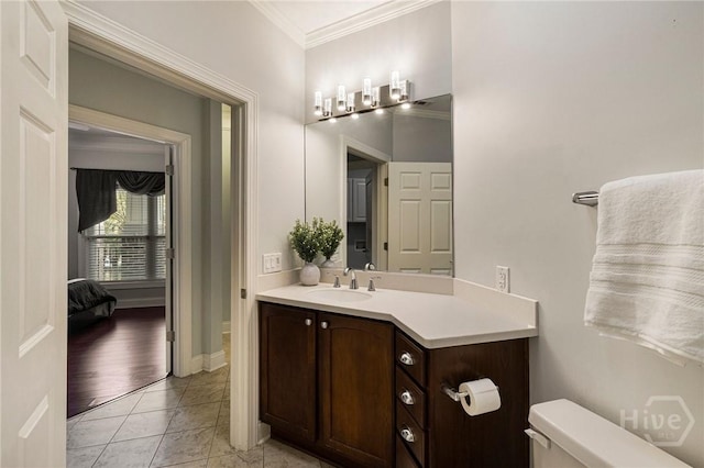 2805 River Oaks Dr Unit 2805, Richmond Hill, GA 31324 - bathroom with crown molding, vanity, and tile patterned floors
