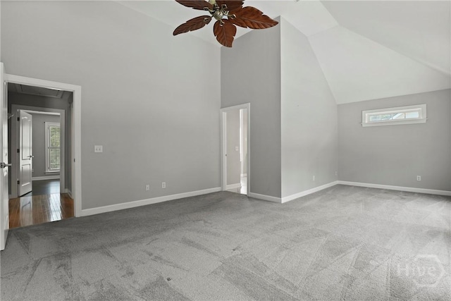 706 Southbridge Blvd, Savannah, GA 31405 - additional living space featuring carpet floors, a ceiling fan, attic access, and high vaulted ceiling