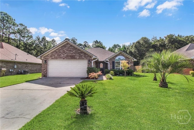 116 Gloucester Dr, Midway, GA 31320 - single story home featuring a garage, brick siding, driveway, and a front yard