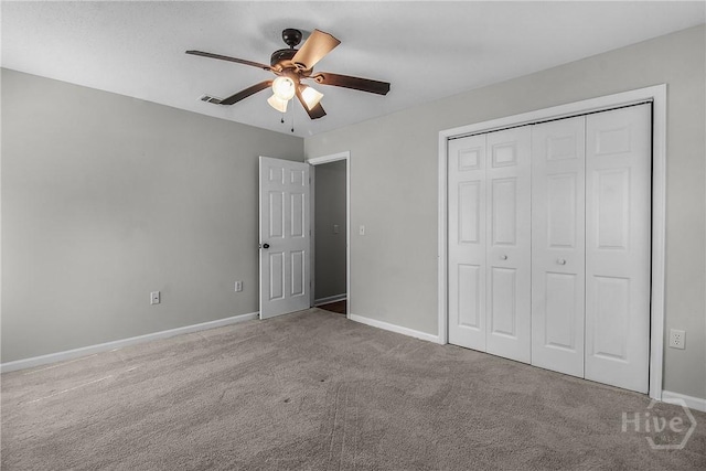 116 Gloucester Dr, Midway, GA 31320 - unfurnished bedroom with carpet floors, a closet, and ceiling fan
