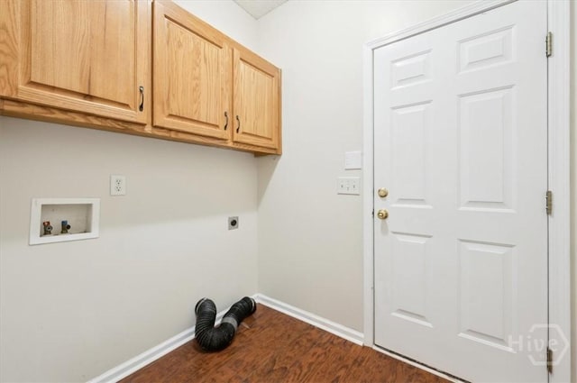 301 Marshview Dr, Richmond Hill, GA 31324 - laundry area featuring cabinet space, electric dryer hookup, washer hookup, and dark wood-type flooring