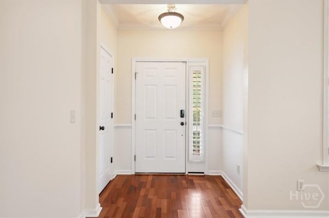 301 Marshview Dr, Richmond Hill, GA 31324 - foyer featuring dark wood-type flooring and crown molding