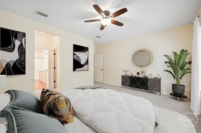 301 Marshview Dr, Richmond Hill, GA 31324 - bedroom with carpet flooring, connected bathroom, and a ceiling fan
