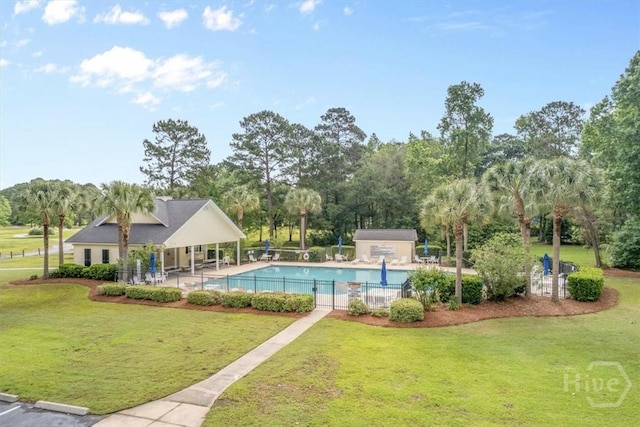 301 Marshview Dr, Richmond Hill, GA 31324 - community pool with a patio area and view of scattered trees