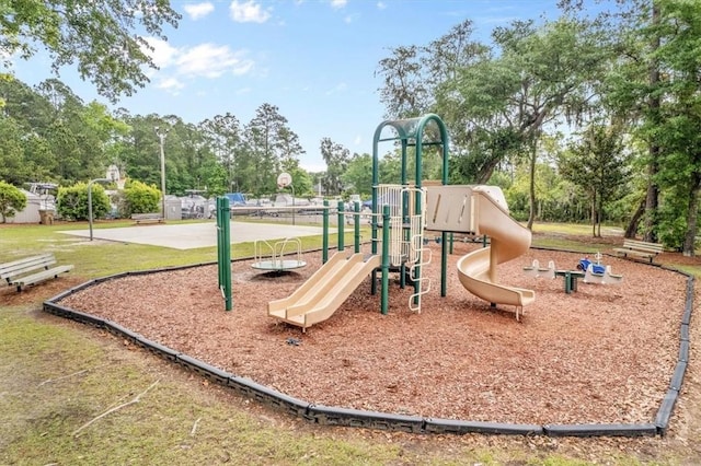 301 Marshview Dr, Richmond Hill, GA 31324 - community jungle gym with community basketball court and view of wooded area
